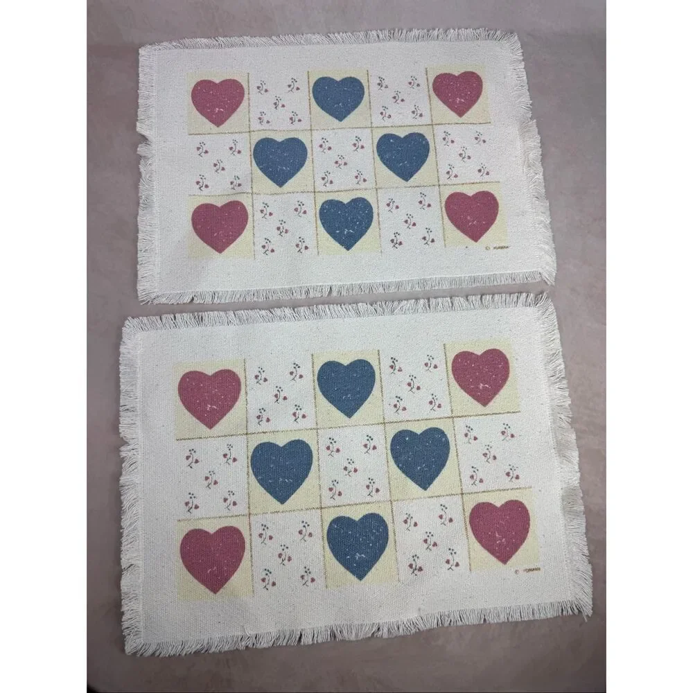 Vintage Cottagecore Heart Placemats Set of 2